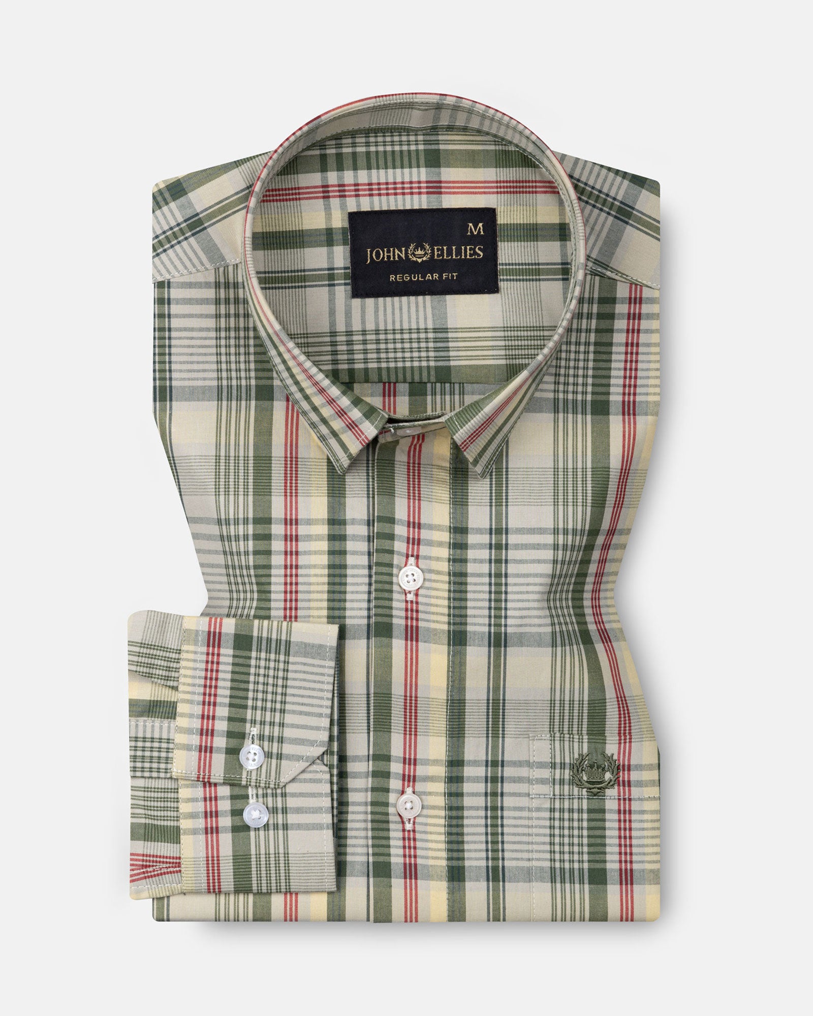 Herens Olive Tartan Check Cotton Shirt - John Ellies