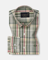 Herens Olive Tartan Check Cotton Shirt