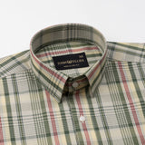 Herens Olive Tartan Check Cotton Shirt - John Ellies