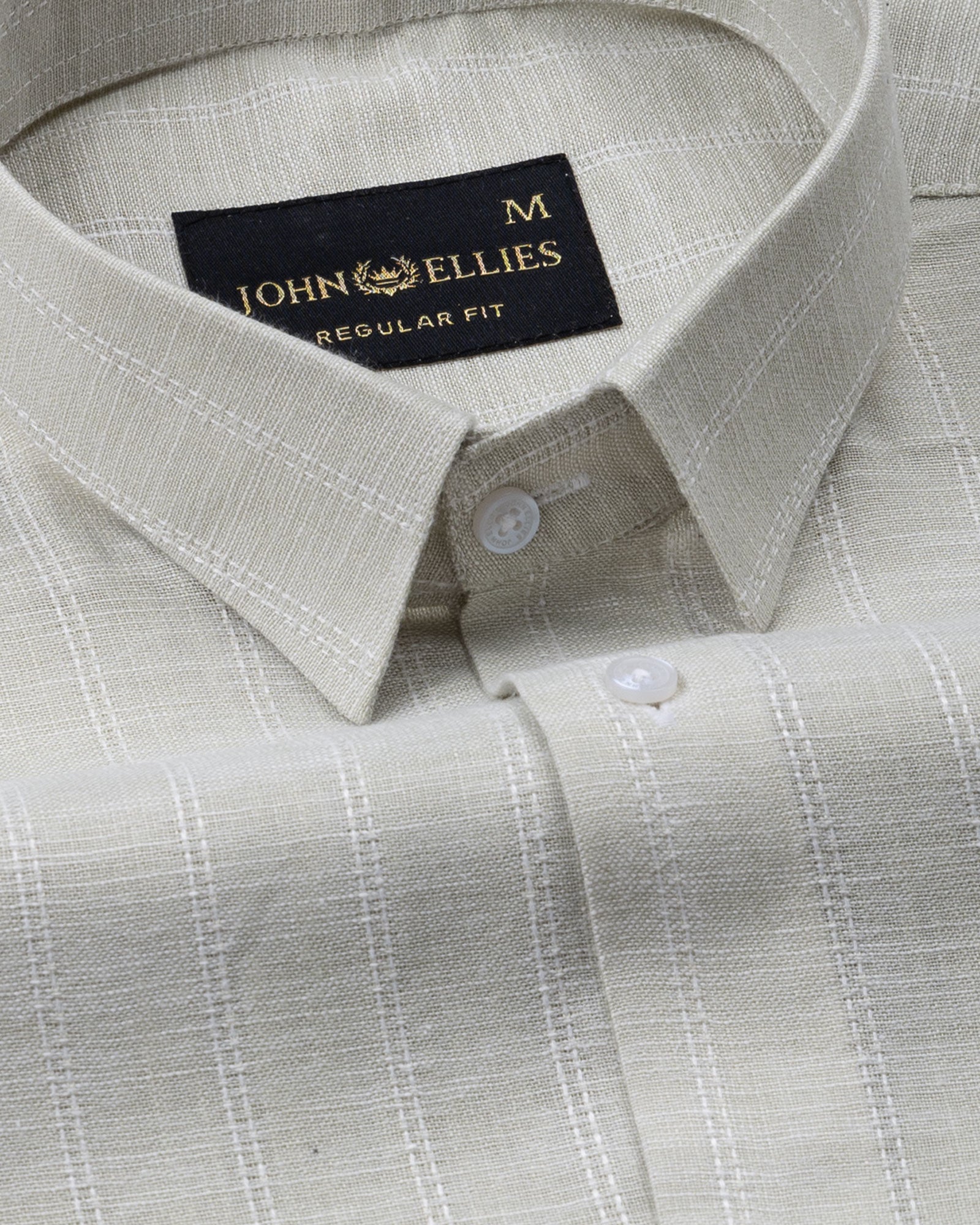 Cliftan Olive Stripes Linen Shirt - John Ellies