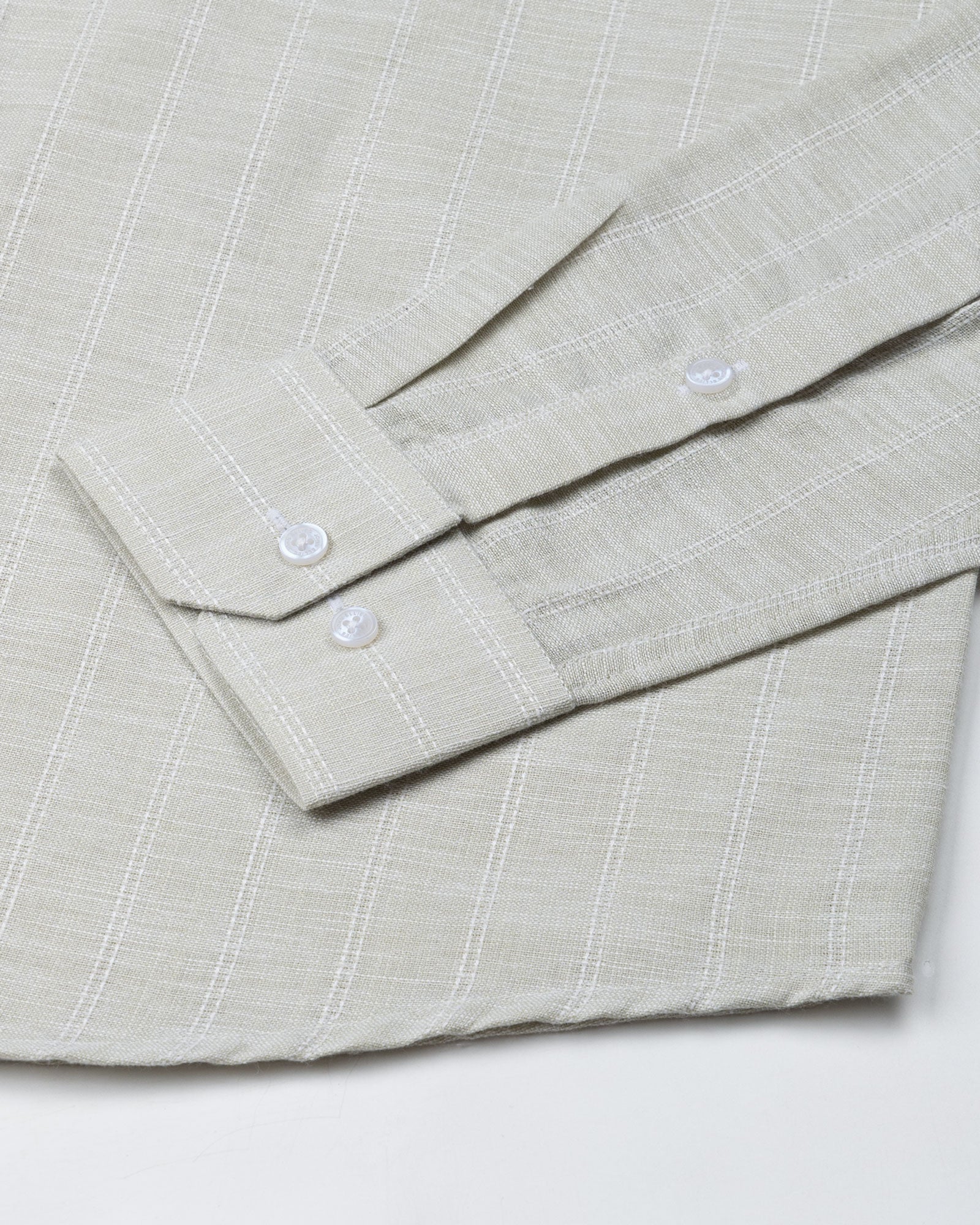 Cliftan Olive Stripes Linen Shirt - John Ellies