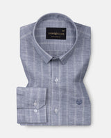 Cliftan Navy Blue Stripes Linen Shirt