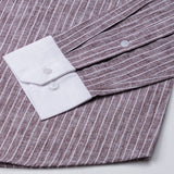 Marque Wine White Cuff Collar Stripes Linen Shirt - John Ellies