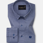 Amster Navy Blue Herringbone Plain Cotton Shirt - John Ellies