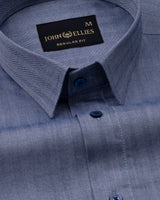 Amster Navy Blue Herringbone Plain Cotton Shirt