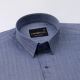 Amster Navy Blue Herringbone Plain Cotton Shirt - John Ellies