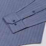 Amster Navy Blue Herringbone Plain Cotton Shirt - John Ellies