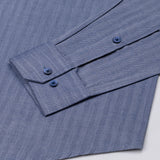 Amster Navy Blue Herringbone Plain Cotton Shirt - John Ellies