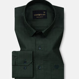 Amster Green Herringbone Plain Cotton Shirt - John Ellies
