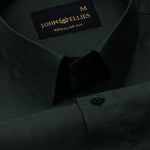 Amster Green Herringbone Plain Cotton Shirt - John Ellies