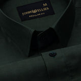 Amster Green Herringbone Plain Cotton Shirt - John Ellies