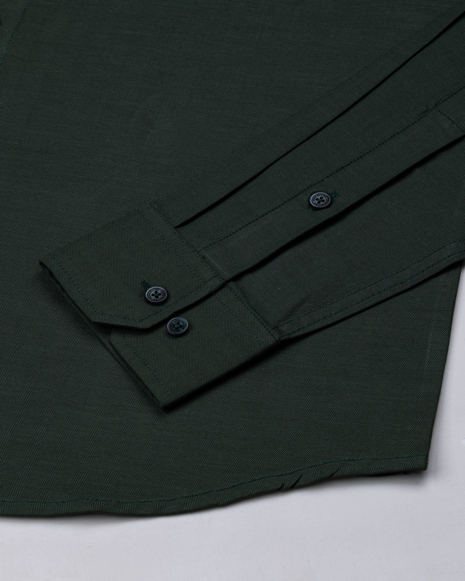 Amster Green Herringbone Plain Cotton Shirt - John Ellies
