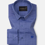 Amster Blue Herringbone Plain Cotton Shirt - John Ellies