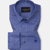 Amster Blue Herringbone Plain Cotton Shirt - John Ellies