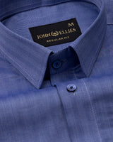 Amster Blue Herringbone Plain Cotton Shirt