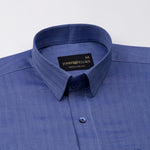 Amster Blue Herringbone Plain Cotton Shirt - John Ellies