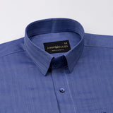 Amster Blue Herringbone Plain Cotton Shirt - John Ellies