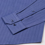 Amster Blue Herringbone Plain Cotton Shirt - John Ellies