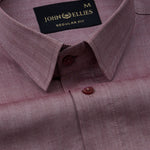Amster Maroon Herringbone Plain Cotton Shirt - John Ellies
