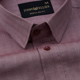 Amster Maroon Herringbone Plain Cotton Shirt - John Ellies