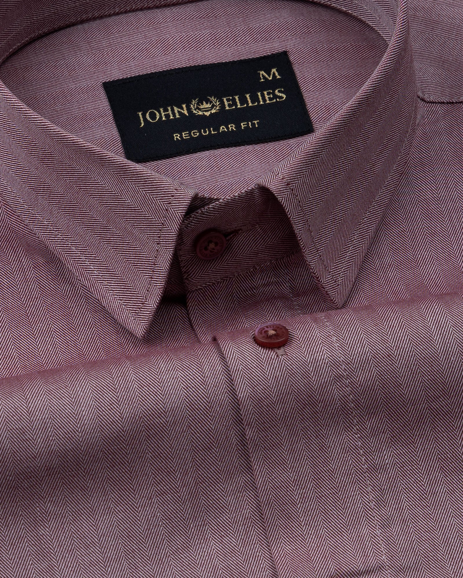 Amster Maroon Herringbone Plain Cotton Shirt - John Ellies