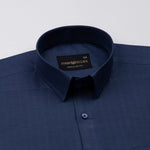 Amster Deep Blue Herringbone Plain Cotton Shirt - John Ellies