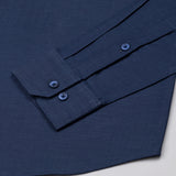 Amster Deep Blue Herringbone Plain Cotton Shirt - John Ellies