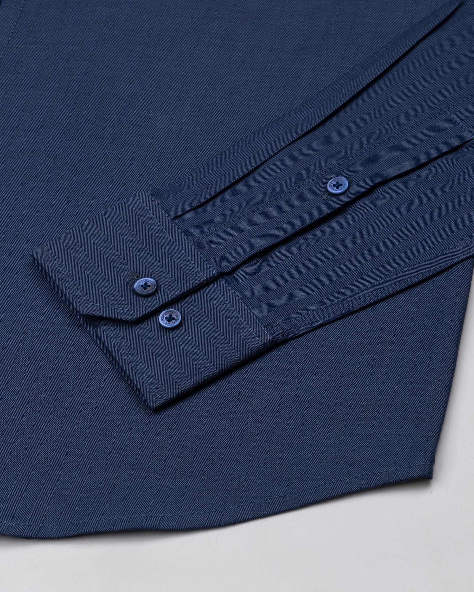 Amster Deep Blue Herringbone Plain Cotton Shirt - John Ellies