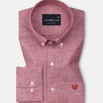 Emett Red Plain Button Down Cotton Shirt - John Ellies