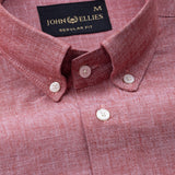 Emett Red Plain Button Down Cotton Shirt - John Ellies