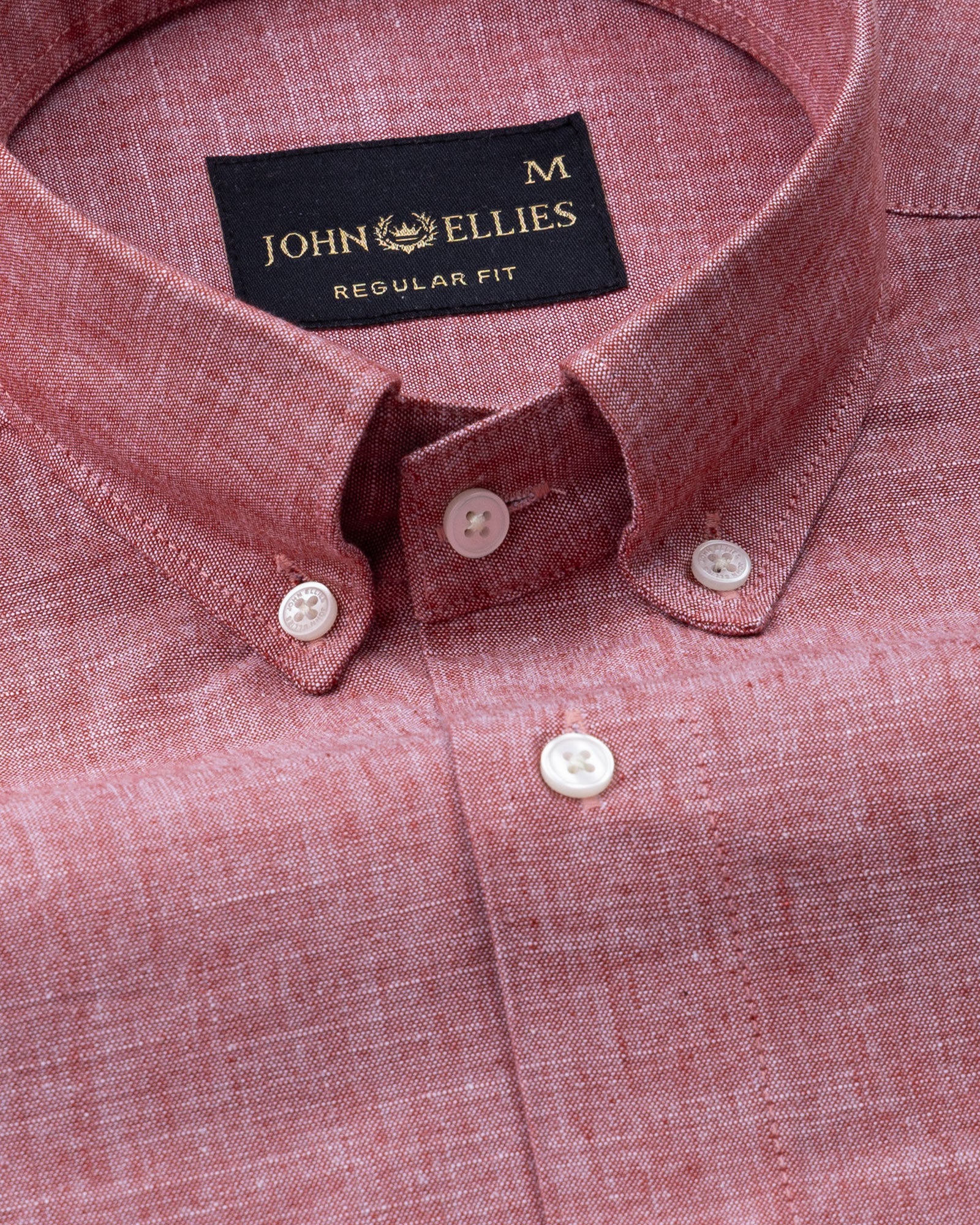 Emett Red Plain Button Down Cotton Shirt - John Ellies