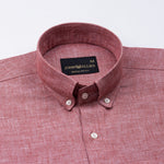 Emett Red Plain Button Down Cotton Shirt - John Ellies