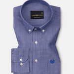 Emett Blue Plain Button Down Cotton Shirt - John Ellies