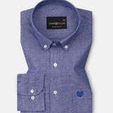 Emett Blue Plain Button Down Cotton Shirt - John Ellies