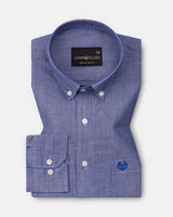 Emett Blue Plain Button Down Cotton Shirt