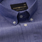 Emett Blue Plain Button Down Cotton Shirt - John Ellies