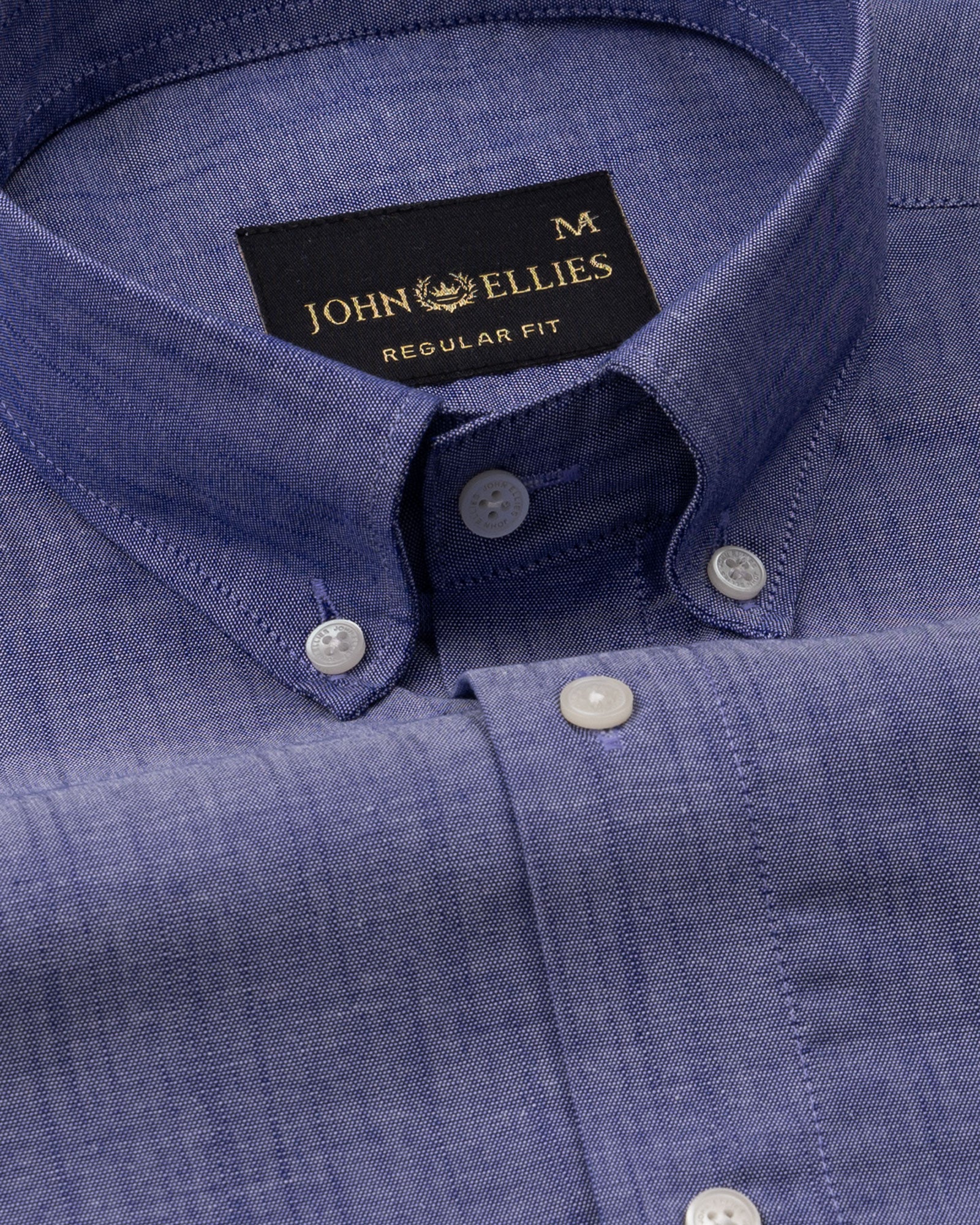 Emett Blue Plain Button Down Cotton Shirt - John Ellies