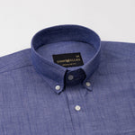 Emett Blue Plain Button Down Cotton Shirt - John Ellies