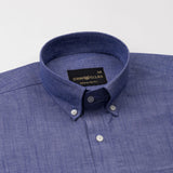 Emett Blue Plain Button Down Cotton Shirt - John Ellies
