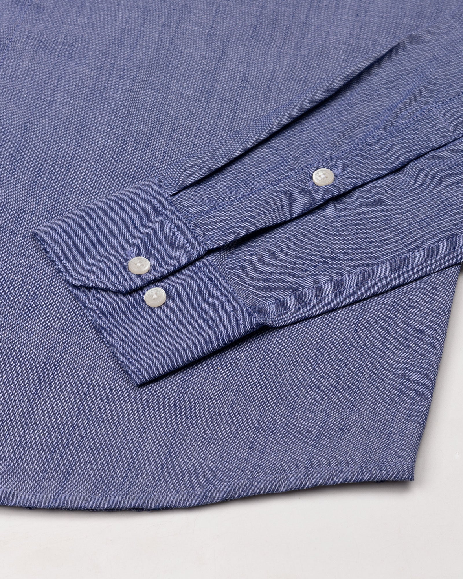 Emett Blue Plain Button Down Cotton Shirt - John Ellies