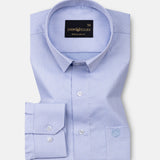 Merger Sky Blue Textured Cotton Shirt - John Ellies