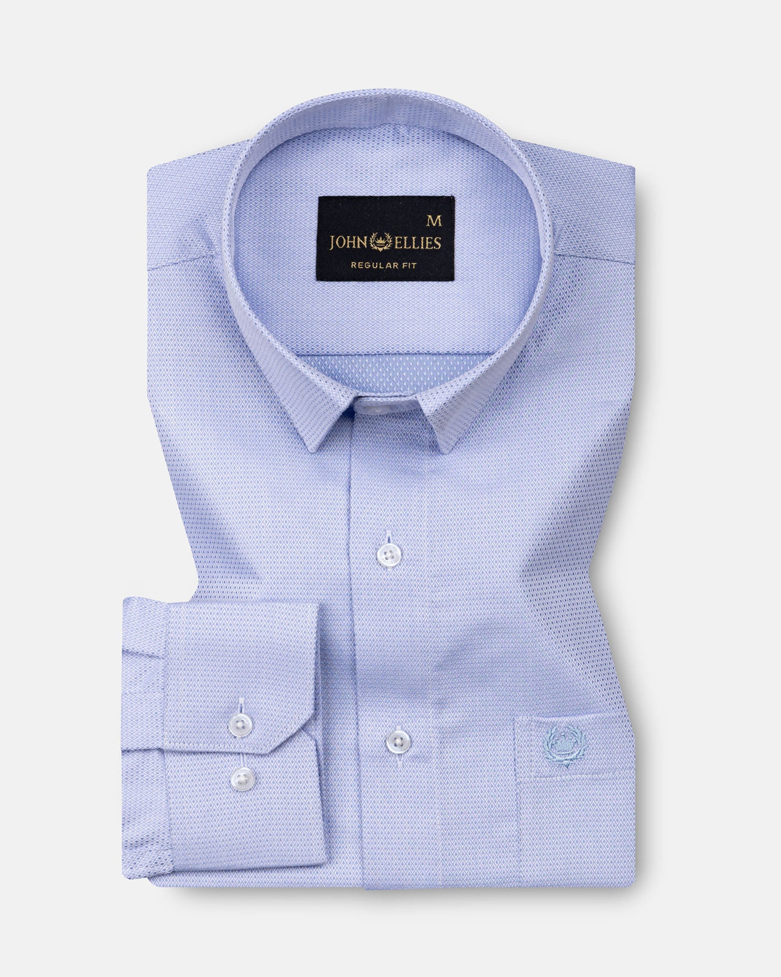Merger Sky Blue Textured Cotton Shirt - John Ellies