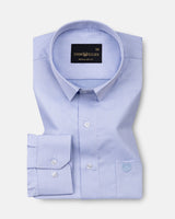Merger Sky Blue Textured Cotton Shirt