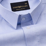 Merger Sky Blue Textured Cotton Shirt - John Ellies