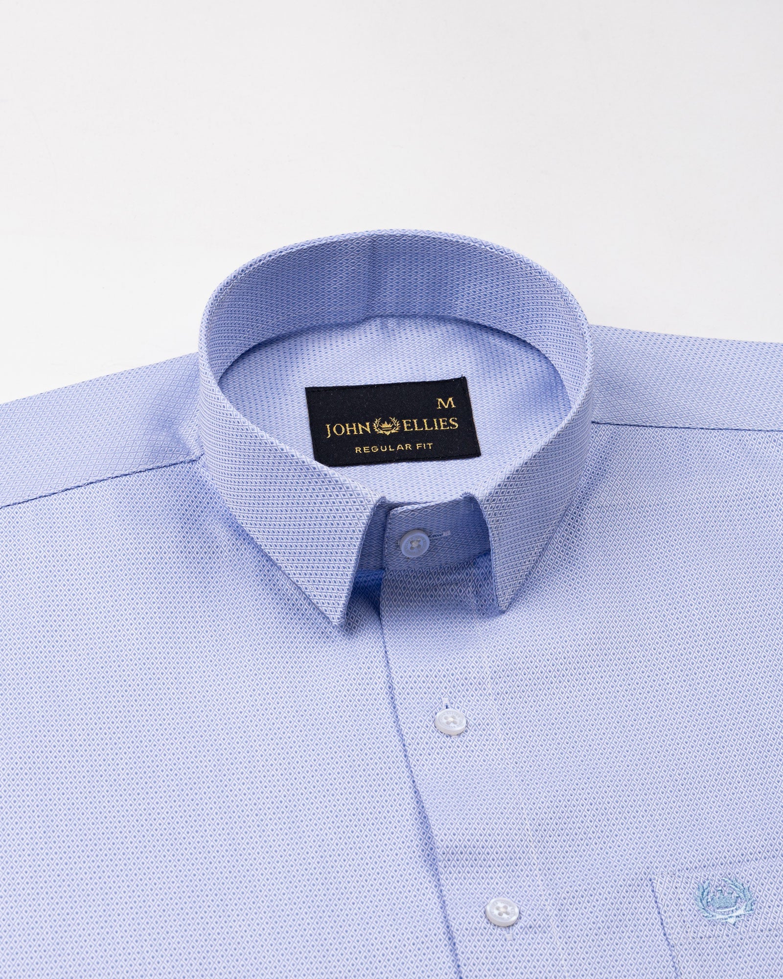 Merger Sky Blue Textured Cotton Shirt - John Ellies