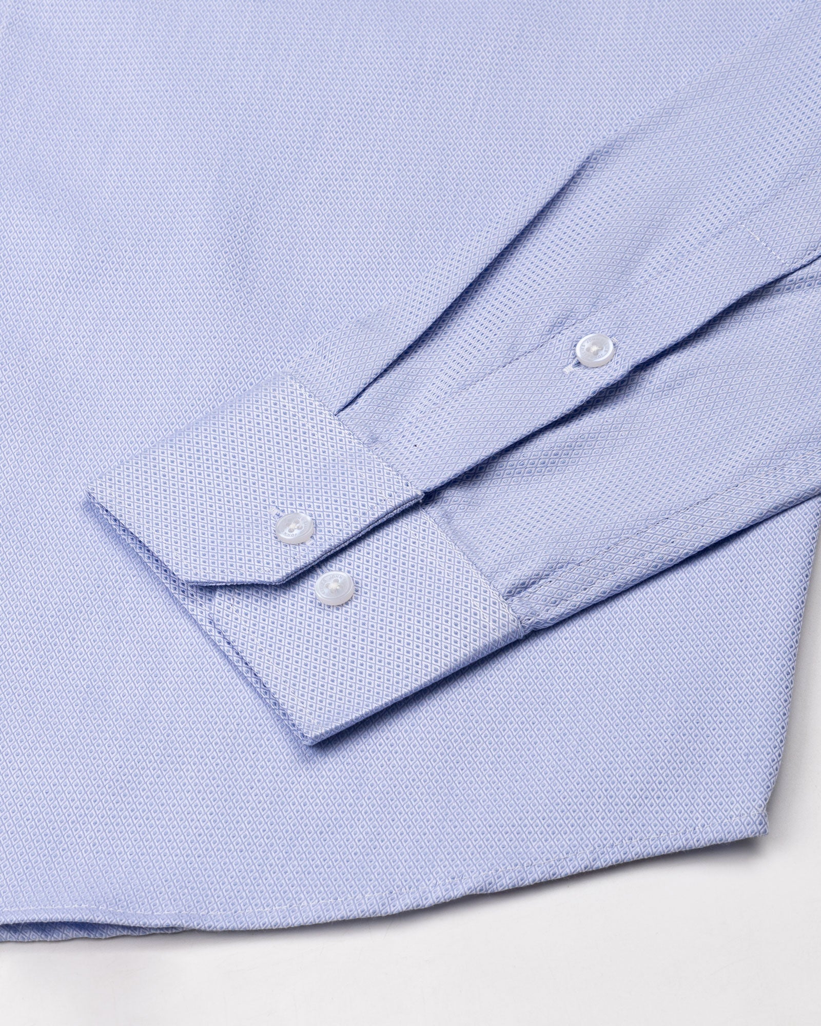 Merger Sky Blue Textured Cotton Shirt - John Ellies