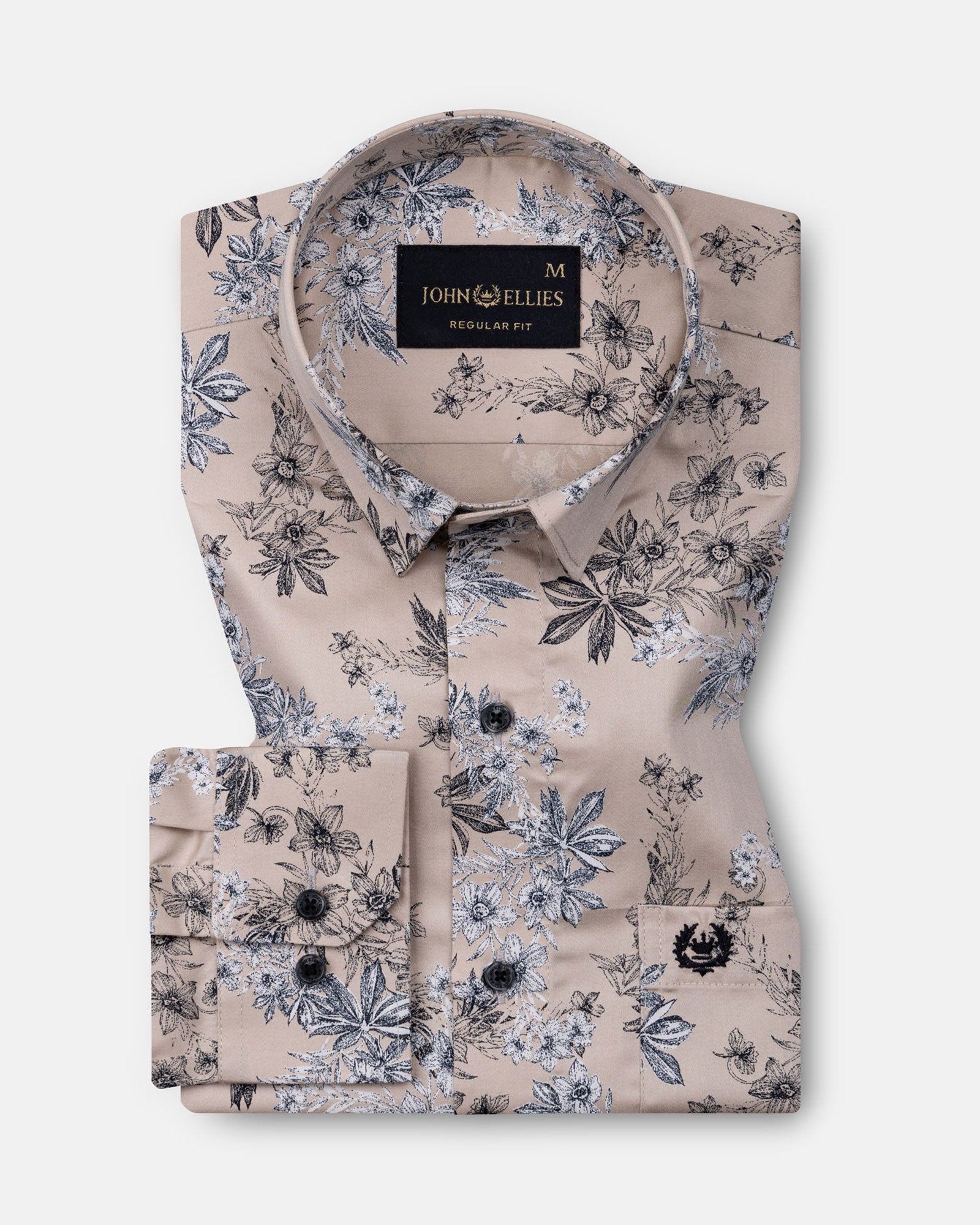 Merger Cream Printed Cotton Shirt - John Ellies