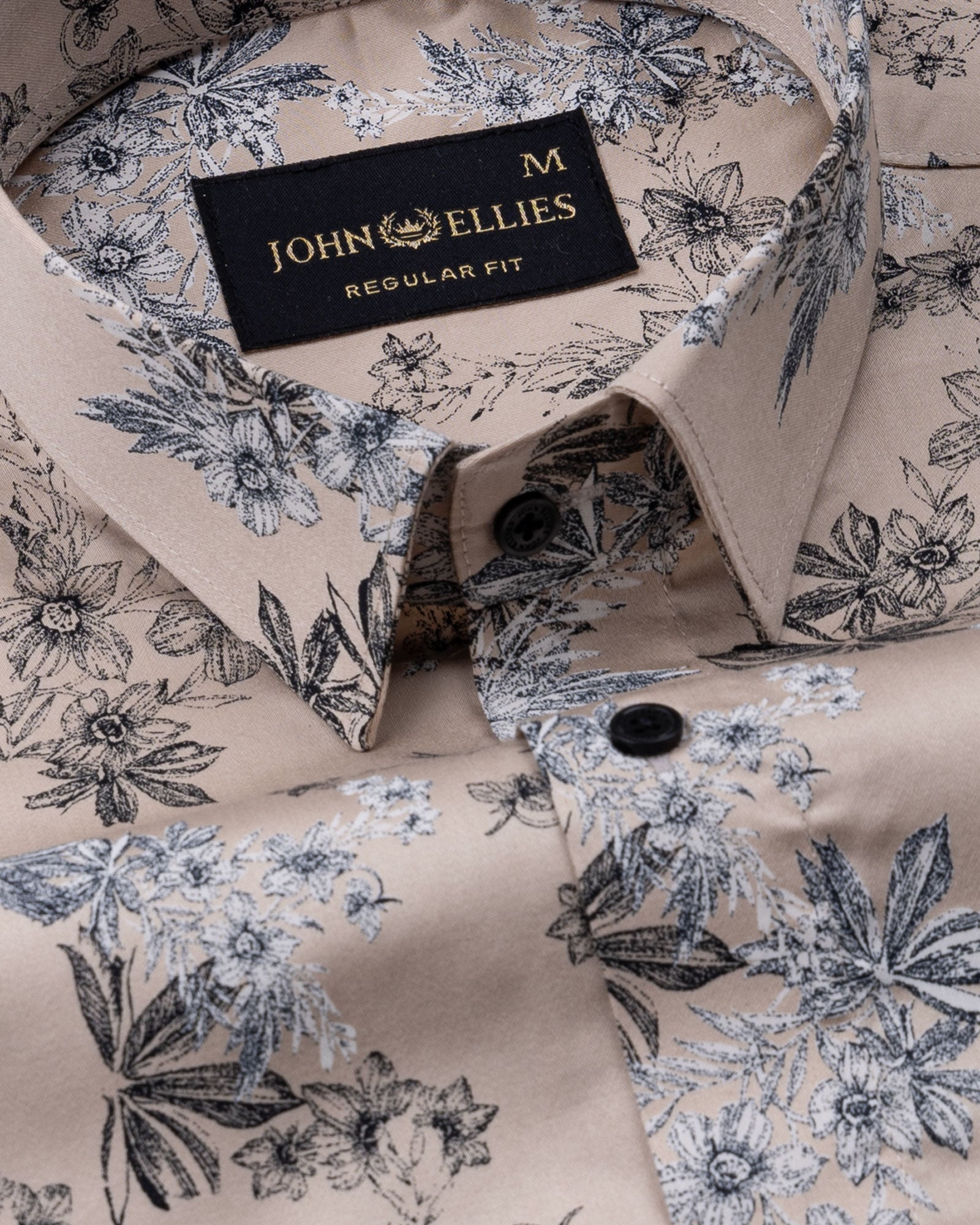 Merger Cream Printed Cotton Shirt - John Ellies
