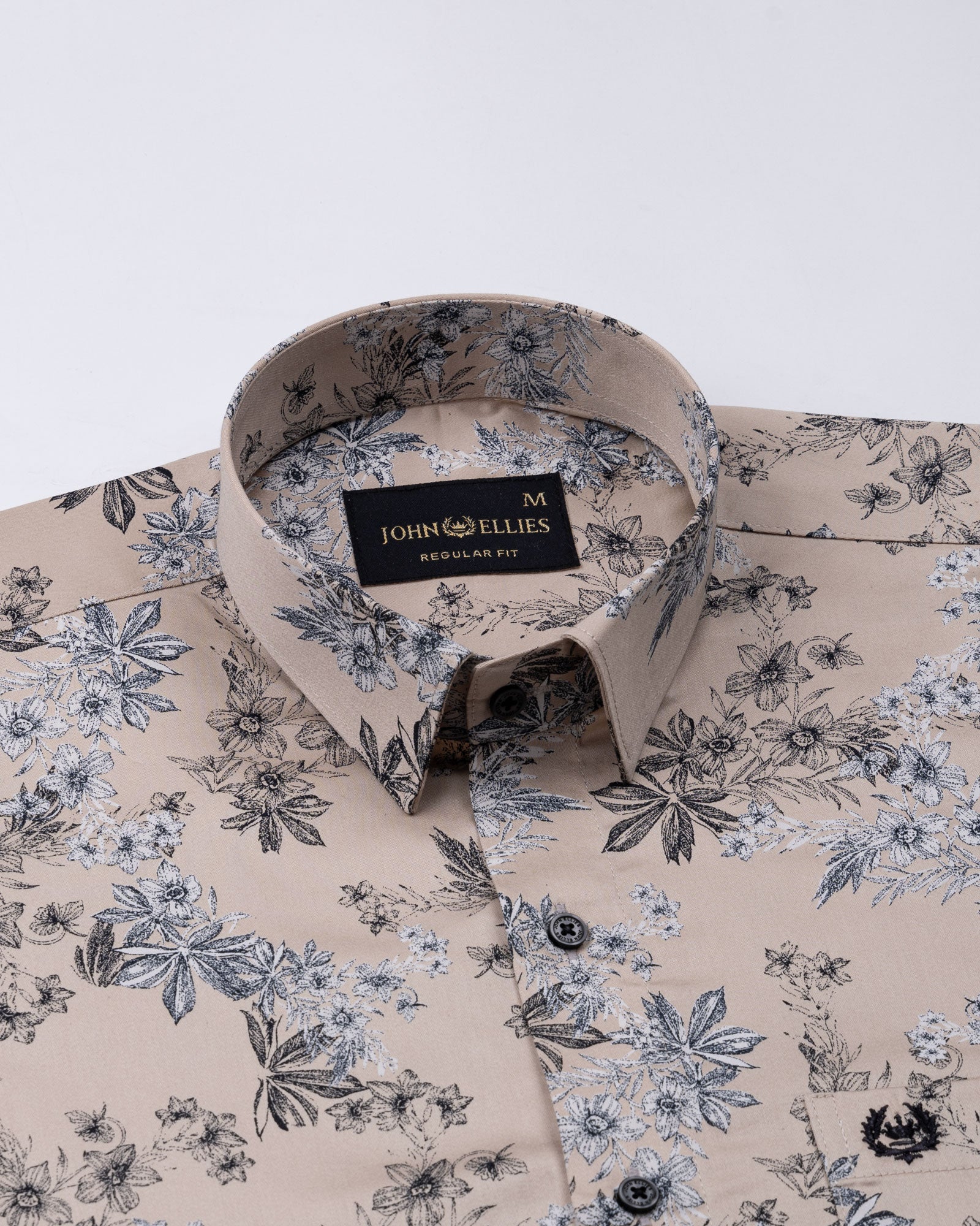 Merger Cream Printed Cotton Shirt - John Ellies