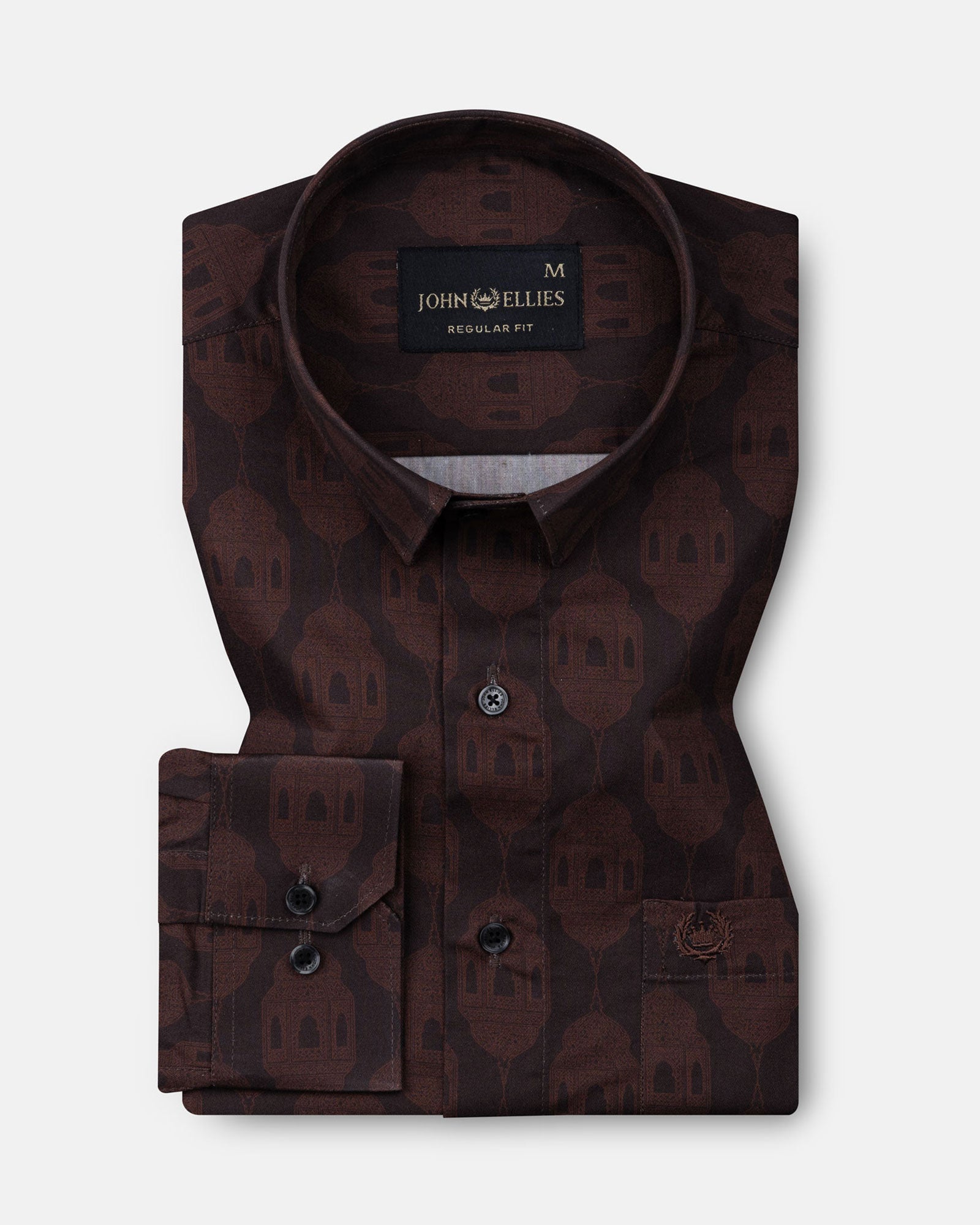 Merger Brown Printed Cotton Shirt - John Ellies